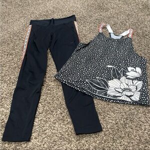 adidas Black Leggings with Orange and White Side Trim